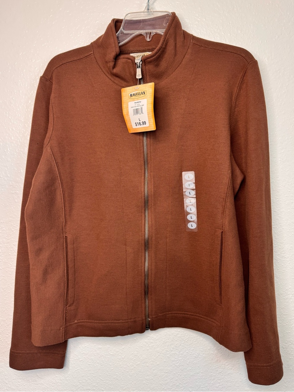 NWT Magellan Women's sz L Brown Full Zip Knit Jacket